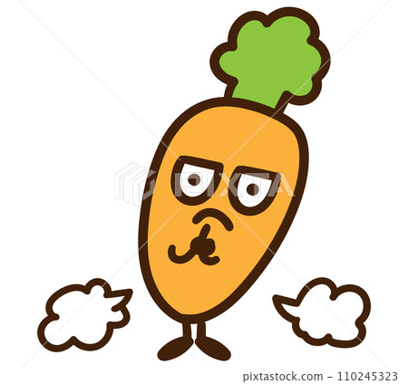 Deformed anthropomorphic illustration of a cute carrot character doing a ninja pose Deformed anthropomorphic illustration of a cute carrot character doing a ninja pose 110245323