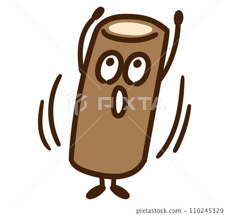 一個可愛的牛蒡角色舉起雙手的變形擬人化插圖 110245329