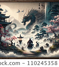 New Year's card, Year of the Dragon, Samurai 110245358