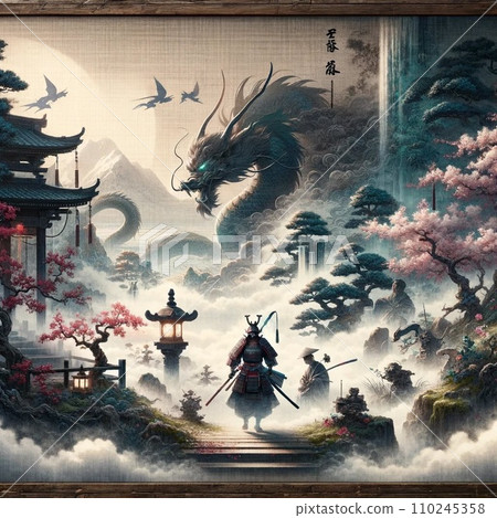 新年賀卡，龍年，武士 110245358