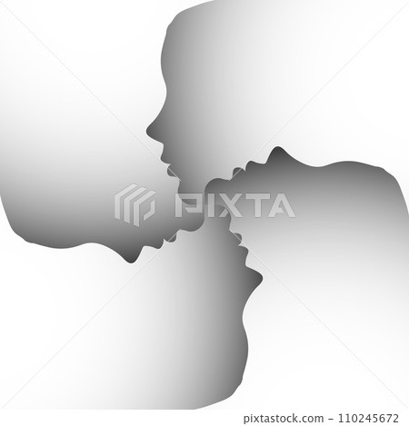 Abstract grey woman heads swirl Abstract grey woman heads swirl 110245672