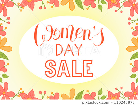 Women s day- design hand lettering. Inscription on pink background. 110245975