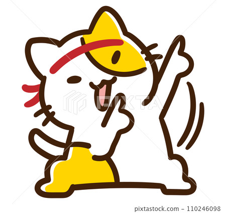 Deformed illustration of a cute cat character performing otaku tricks Deformed illustration of a cute cat character performing otaku tricks 110246098