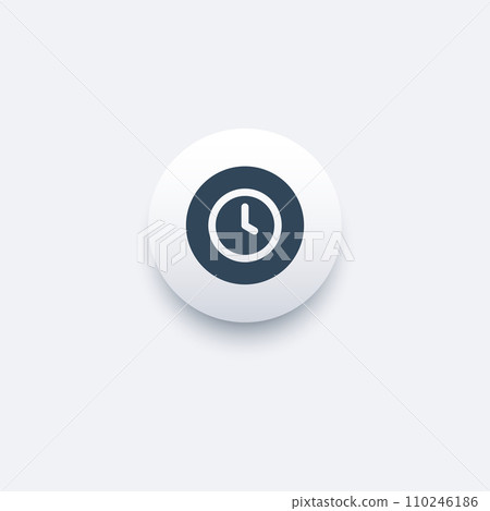 Clock icon in glossy style. Clock icon page symbol for your web site design Clock icon logo, app. Stock vector illustration isolated on white background. 110246186