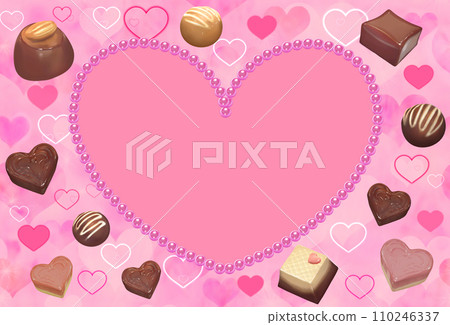 Valentine's frame background heart and chocolate Valentine's frame background heart and chocolate 110246337