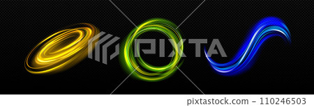 Neon light effect set on transparent background 110246503