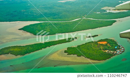 Aerial view of river in Riau Islands, Indonesia 110246747