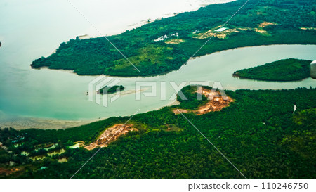 Aerial view of river in Riau Islands, Indonesia 110246750