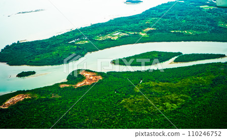 Aerial view of river in Riau Islands, Indonesia 110246752