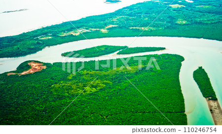 Aerial view of river in Riau Islands, Indonesia Aerial view of river in Riau Islands, Indonesia 110246754