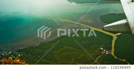 Aerial view of river in Riau Islands, Indonesia 110246995