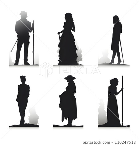 people silhouette isolated human person male female business black generative Ai. 110247518