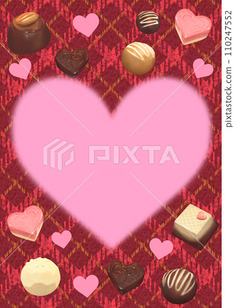 Valentine's frame background heart and chocolate vertical Valentine's frame background heart and chocolate vertical 110247552