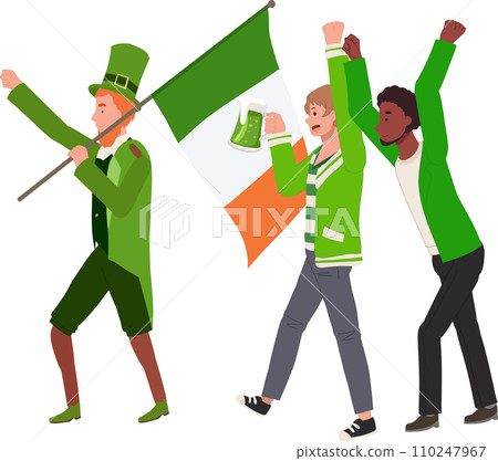 Happy People Celebrate St Patrick Day.  Irish Festival of Joy and Tradition 110247967