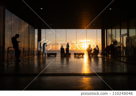 Sunrise seen from JR Hitachi Station, Hitachi City, Ibaraki Prefecture 110248046