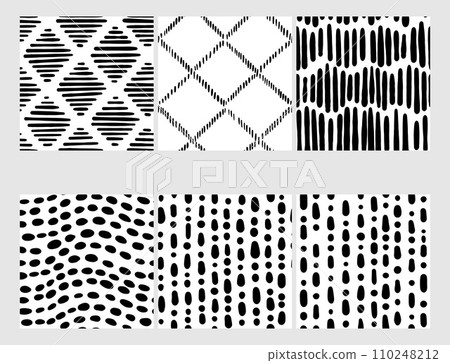 Small dash patterns set. Seamless minimal dash pattern, small elements. 110248212