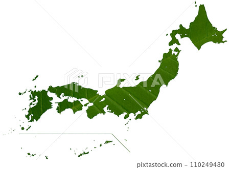 日本地圖，用大綠葉繪製的美麗紋理 110249480