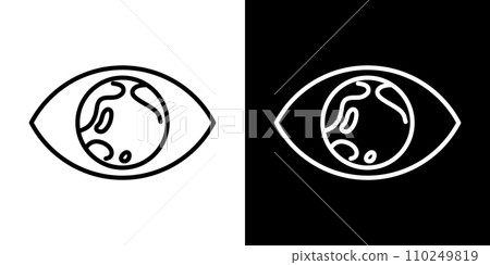 Eye icon that looks at the earth Eye icon that looks at the earth 110249819