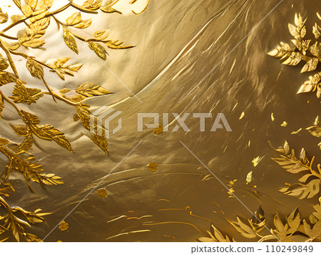 Illustration material: Gold leaf wallpaper trees 110249849