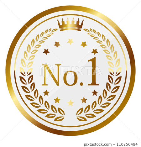 Luxurious No.1 emblem white & gold 110250484