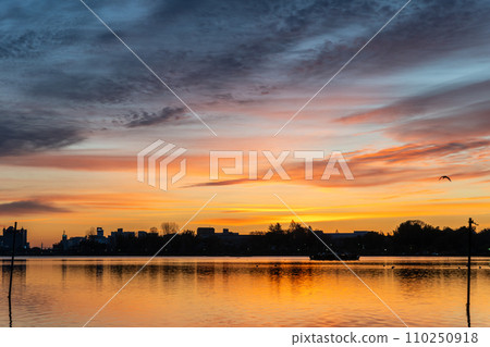 茨城縣水戶市千波湖日出 茨城縣水戶市千波湖日出 110250918