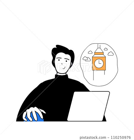 Travel concept with cartoon people in flat design for web. Man planning to visit London and researching tourist information online. Vector illustration for social media banner, marketing material. Travel concept with cartoon people in flat design for web. Man planning to visit London and researching tourist information online. Vector illustration for social media banner, marketing material. 110250976