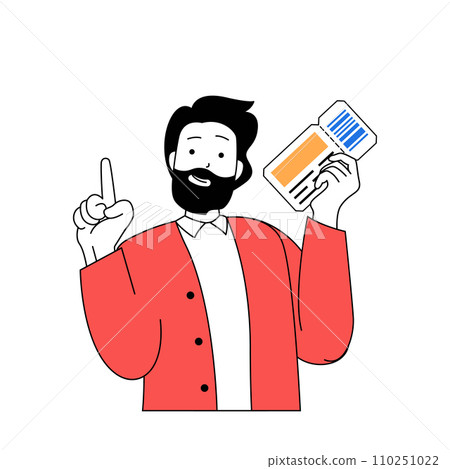 Travel concept with cartoon people in flat design for web. Man with flight ticket going to resort vacation with landmark sightseeing. Vector illustration for social media banner, marketing material. Travel concept with cartoon people in flat design for web. Man with flight ticket going to resort vacation with landmark sightseeing. Vector illustration for social media banner, marketing material. 110251022