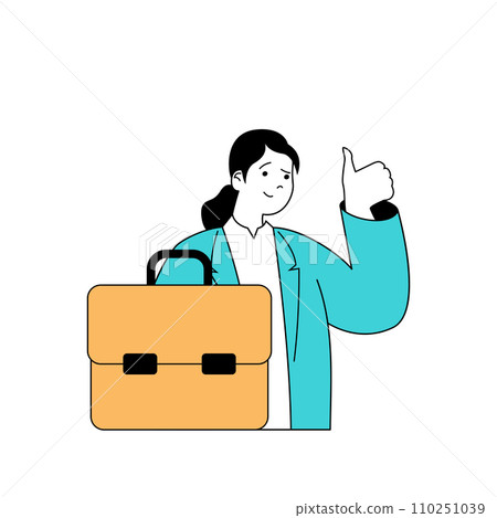 Education concept with cartoon people in flat design for web. Businesswoman with briefcase improves knowledge in professional courses. Vector illustration for social media banner, marketing material. Education concept with cartoon people in flat design for web. Businesswoman with briefcase improves knowledge in professional courses. Vector illustration for social media banner, marketing material. 110251039