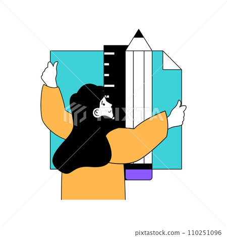 Education concept with cartoon people in flat design for web. Student doing homework and using notebook, stationery pen and ruler. Vector illustration for social media banner, marketing material. Education concept with cartoon people in flat design for web. Student doing homework and using notebook, stationery pen and ruler. Vector illustration for social media banner, marketing material. 110251096