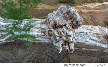 Unique Weathered Rock Formation with Textured Layers 110251524