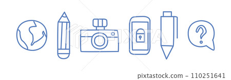 Simple Creative Process Line Icon and Object Vector Set 110251641