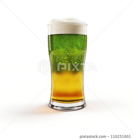 Glass of cold green beer on white background. Saint Patrick's Day Glass of cold green beer on white background. Saint Patrick's Day 110251801