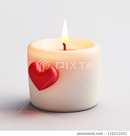 Festive candle with heart isolated on white background. Valentine's Day Festive candle with heart isolated on white background. Valentine's Day 110251832