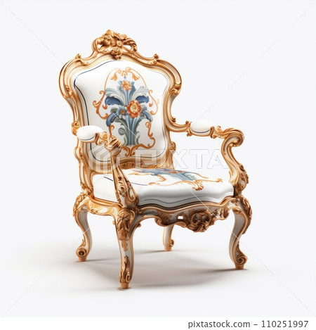 Luxurious, antique armchair on a white, isolated background. Old, palace furniture. Luxurious, antique armchair on a white, isolated background. Old, palace furniture. 110251997
