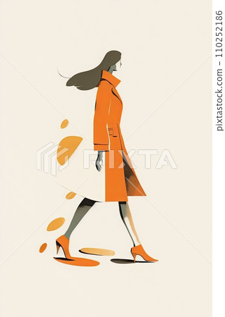 Silhouette of a girl in motion. Women's walk gor Defile. 110252186