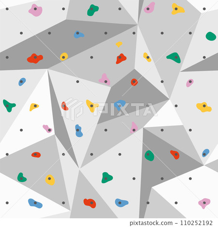 Climbing wall seamless pattern. Vector holds for rock climbing on a grey wall in the gym, sport repeat background. Climbing wall seamless pattern. Vector holds for rock climbing on a grey wall in the gym, sport repeat background. 110252192