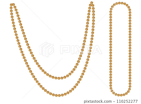 Hand drawn watercolor Mardi Gras carnival symbols. String of beads necklace jewelry throws in traditional color. Single object isolated on white background. Design for party invitation, print, shop Hand drawn watercolor Mardi Gras carnival symbols. String of beads necklace jewelry throws in traditional color. Single object isolated on white background. Design for party invitation, print, shop 110252277