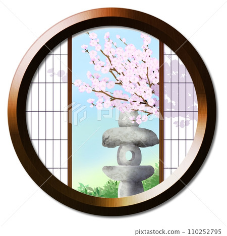 從圓窗望去的桃花風景 從圓窗望去的桃花風景 110252795