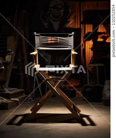 Empty black directors chair on filming set. 110252854