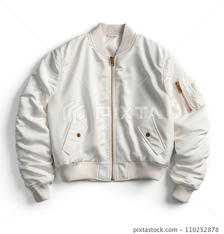 White jacket bomber isolated. Front view. White jacket bomber isolated. Front view. 110252878