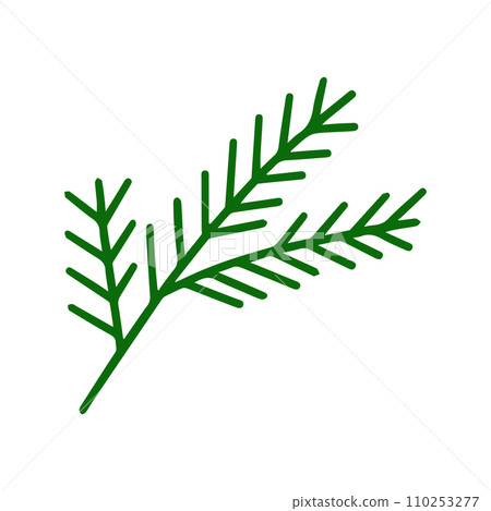 Decorative stylized branch of a pine tree. Vector graphic illustration. 110253277