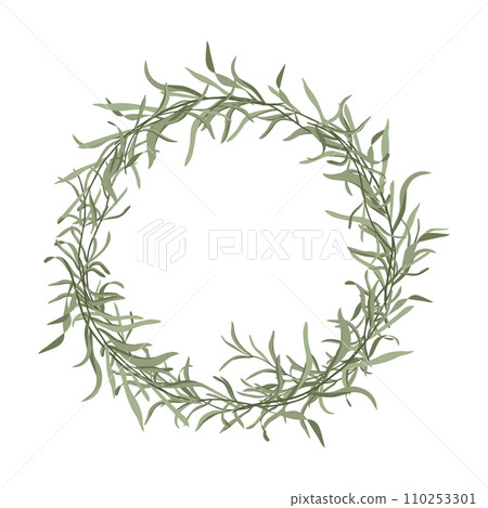 Wreath of lavender flowers, Postcard design, vector illustration 110253301