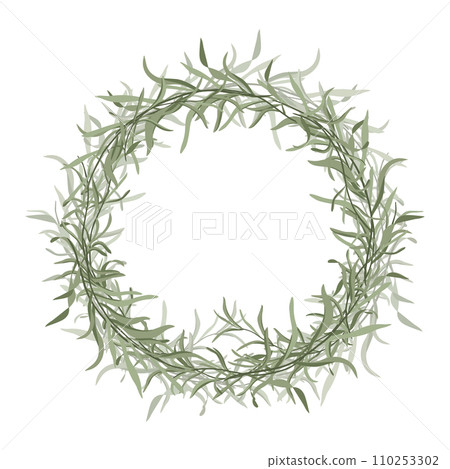 Wreath of lavender flowers, Postcard design, vector illustration 110253302