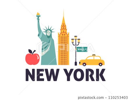 New York City, USA illustration, background, poster and banner design. Geometrical modern style 110253403