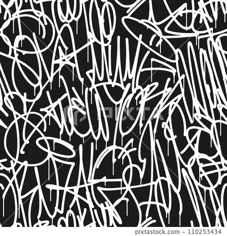Urban seamless pattern. Vector graffiti tags, for t-shirt design, textile, banner. Urban seamless pattern. Vector graffiti tags, for t-shirt design, textile, banner. 110253434