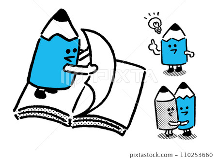 可愛的鉛筆角色，非常適合在學校和補習班印刷。 110253660