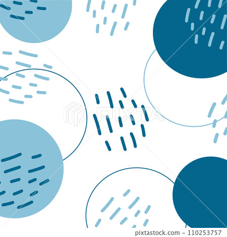 Abstract circular elements hand drawn and strokes in trendy monochrome blue. Concept for backdrops 110253757