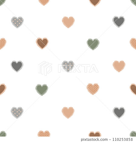 Cute heart patches seamless pattern, pastel palette. Valentine background 110253858