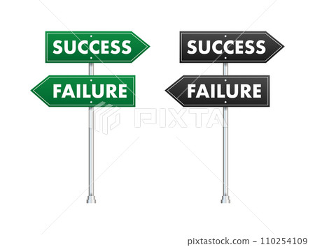 Success and Failure Road Signs, Vector Illustration for Goal Direction, Achievement, and Setback in Professional and Personal Growth Success and Failure Road Signs, Vector Illustration for Goal Direction, Achievement, and Setback in Professional and Personal Growth 110254109