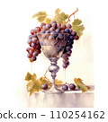 AI-generated content. Stylish watercolor illustration. A glass of wine with a branch of grapes inside. 110254162